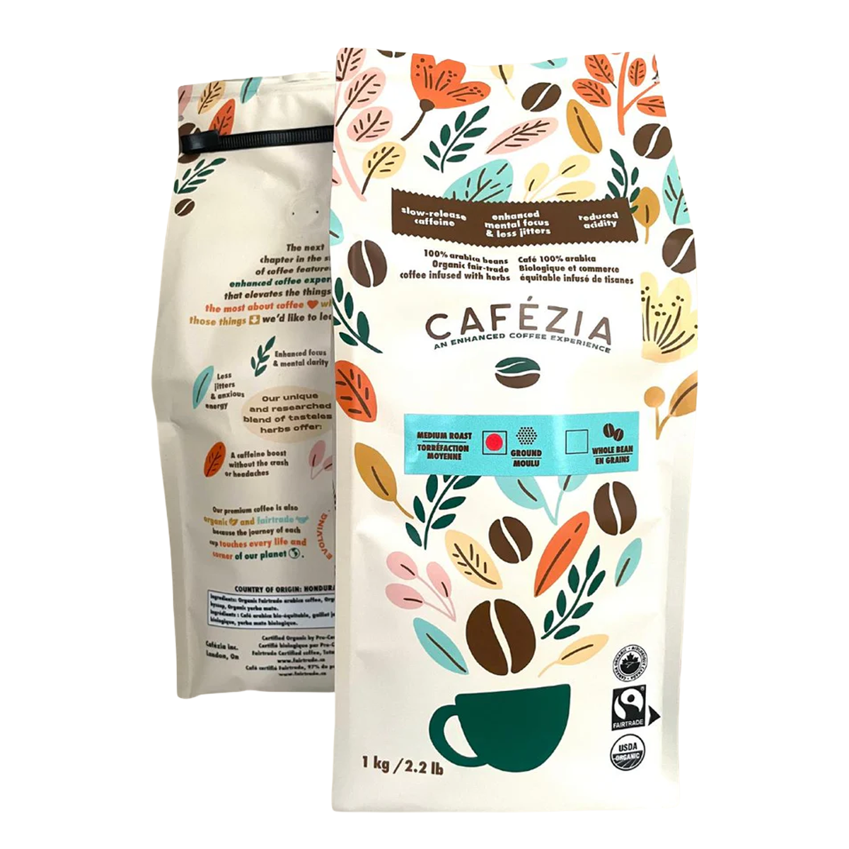 Cafezia Medium Roast Whole Bean Coffee 1kg
