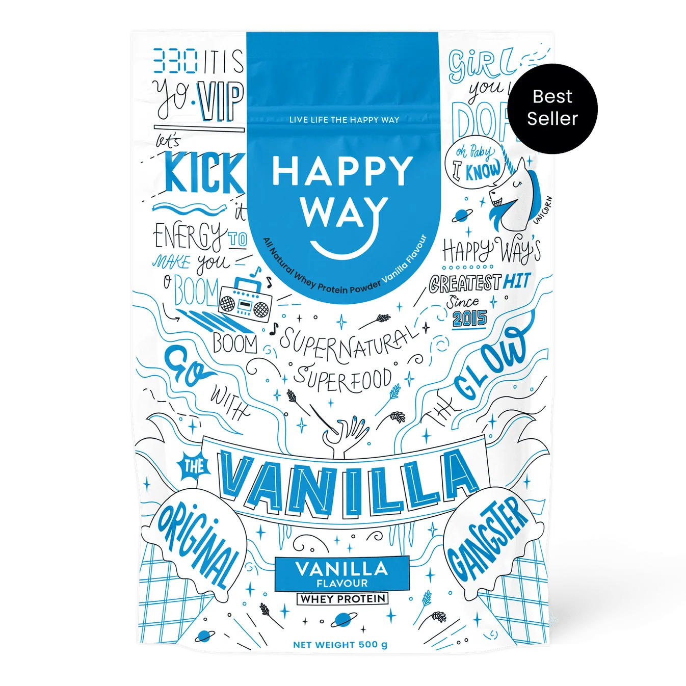 Happy Way Vanilla Whey Protein Powder 500g