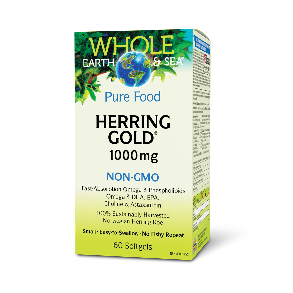 Whole Earth & Sea Herring Gold 1000mg NON-GMO 60 Softgels