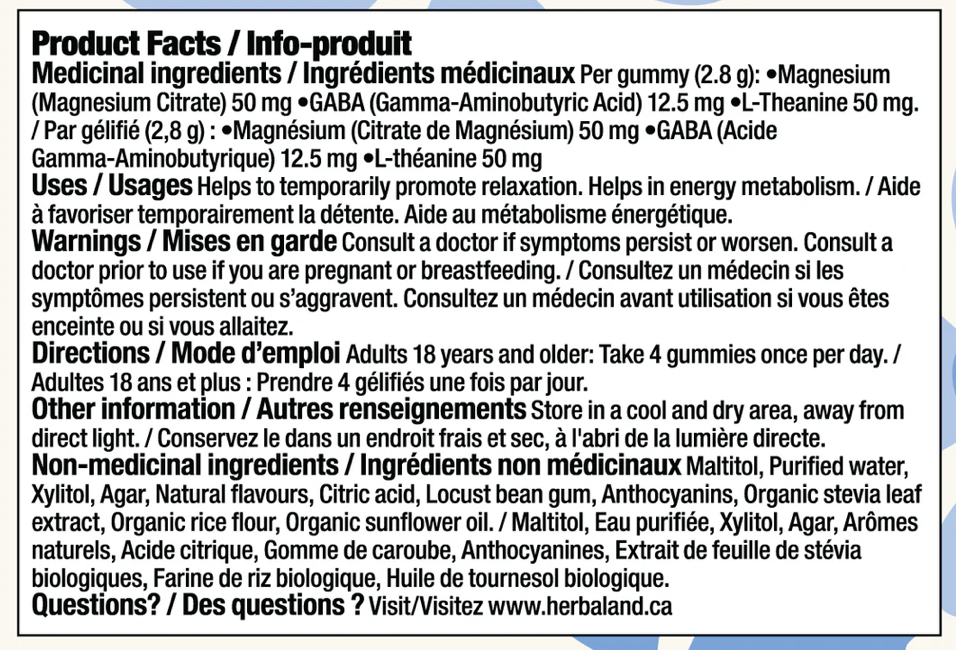 Herbaland Calm Naturally for Adults 60 Raspberry Hibiscus Gummies