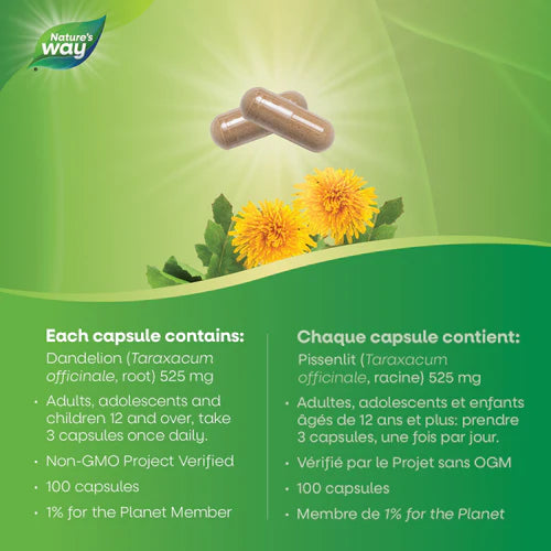 Nature's Way Dandelion Root 100 Vegetarian Capsules