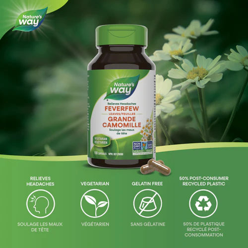 Nature's Way Feverfew Leaves 380mg 100 Capsules