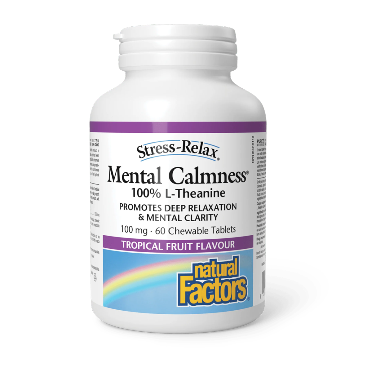 Natural Factors Stress-Relax Mental Calmness L-Theanine 100mg 60 Chewable Tablets