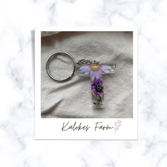 Kaloke's Farm Botanical Resin Letter Keychain (Available in A-Z)