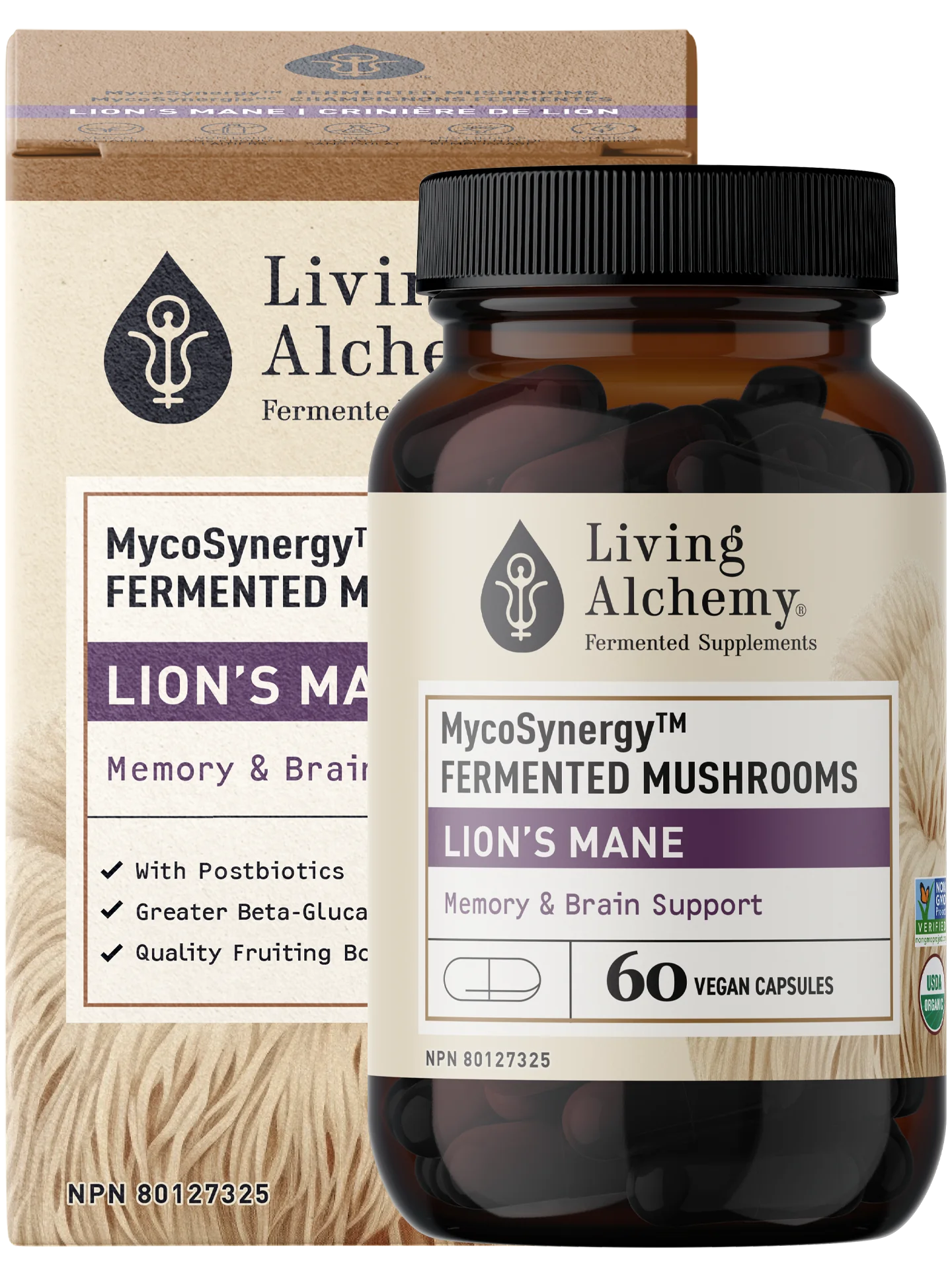 Living Alchemy Lion's Mane Fermented Mushrooms 60 Vegetarian Capsules