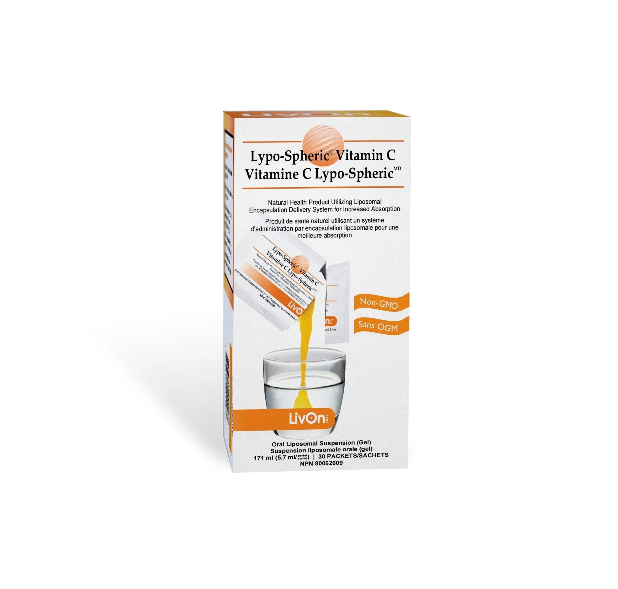 Livon Labs Lypo-Spheric LIPOSOMAL Vitamin C 1000mg 30-Packet Carton