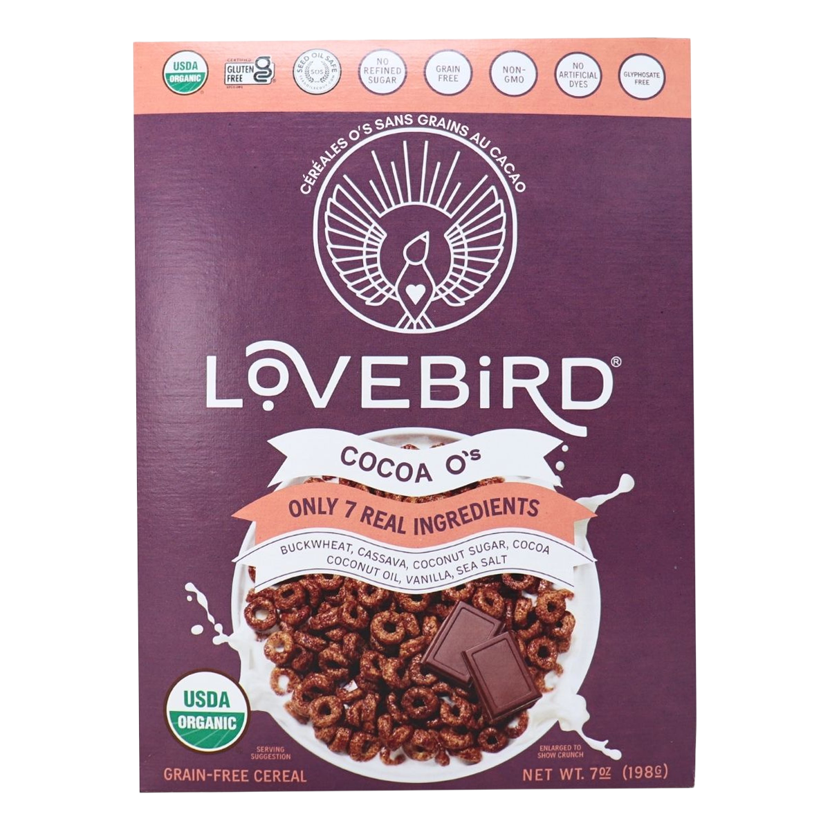 Lovebird Organic Cocoa O's Grain-Free Cereal 198g