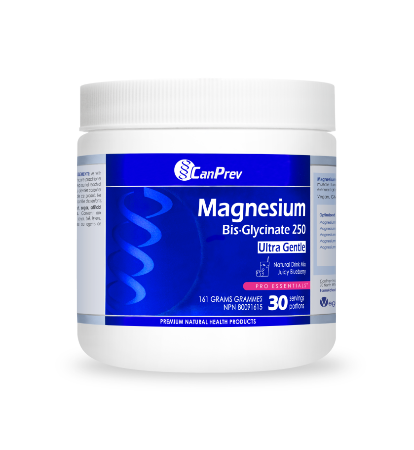 CanPrev Magnesium Bis-Glycinate 250 Ultra Gentle Powder Juicy Blueberry 161g