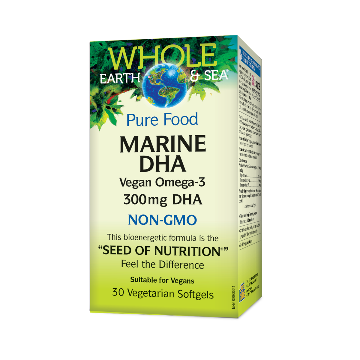 Whole Earth & Sea Marine DHA Vegan Omega-3 300mg 30 Vegetarian Softgels