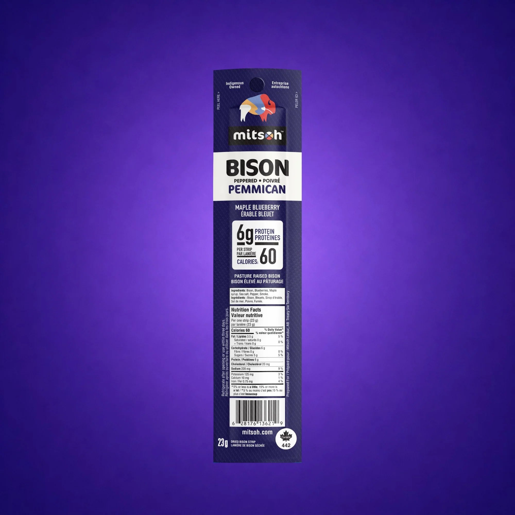 Mitsoh Bison Peppered Pemmican - Maple Blueberry 23g
