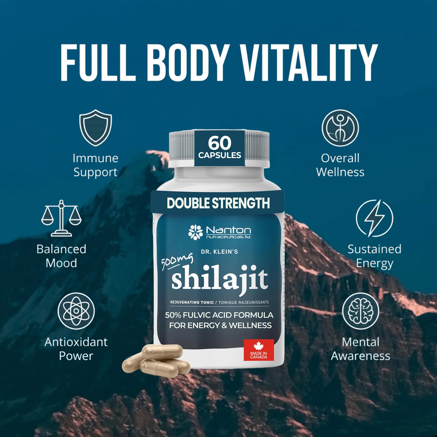 Nanton Shilajit 500mg 60 Vegetarian Capsules
