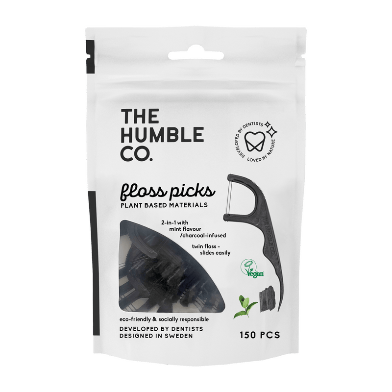 The Humble Co. Floss Picks Charcoal and Mint 150 Picks