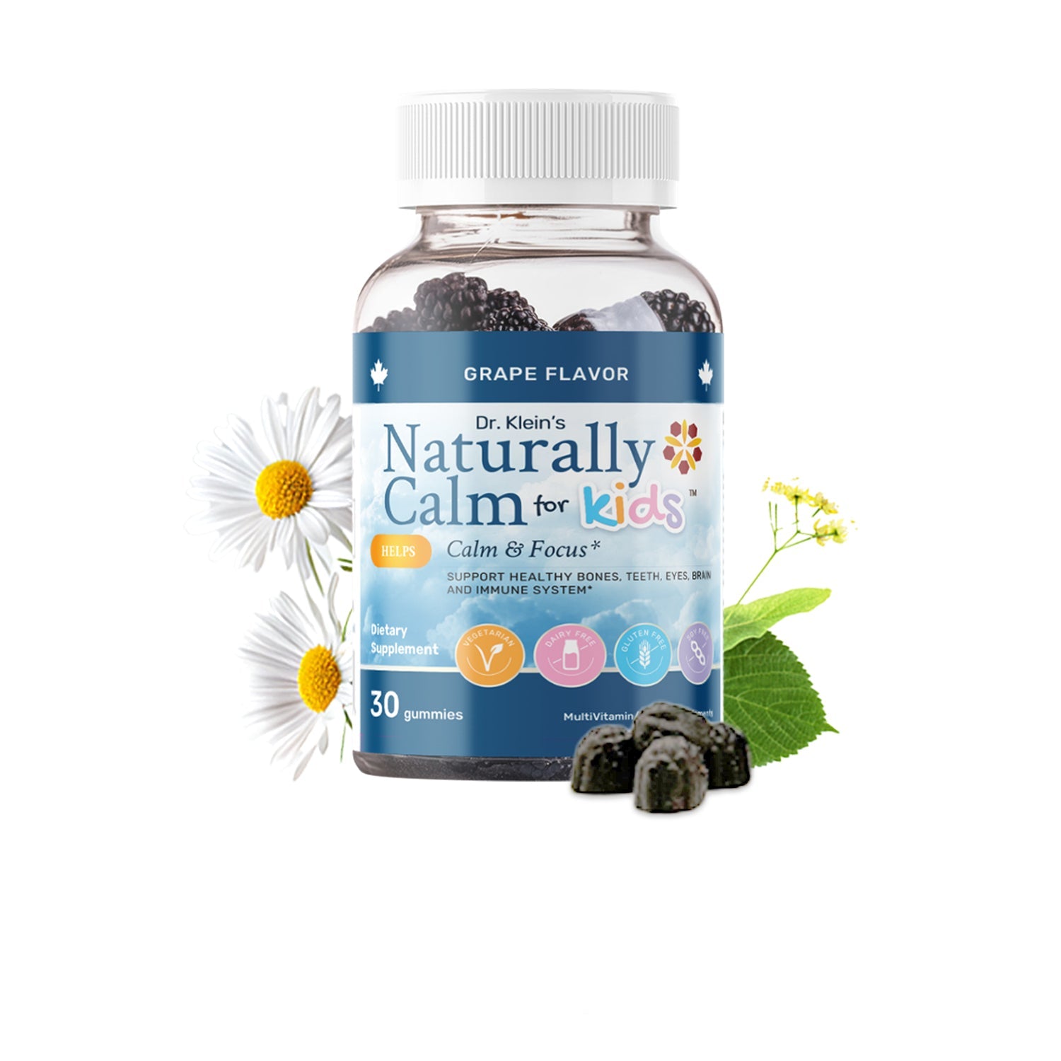Dr. Klein's Naturally Calm for Kids 30 Gummies (Sugar-Free)