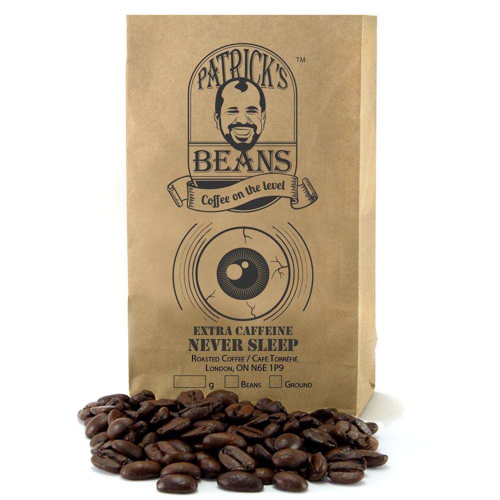 Pat's Beans 454g Whole Bean Never Sleep Extra Caffeine Coffee