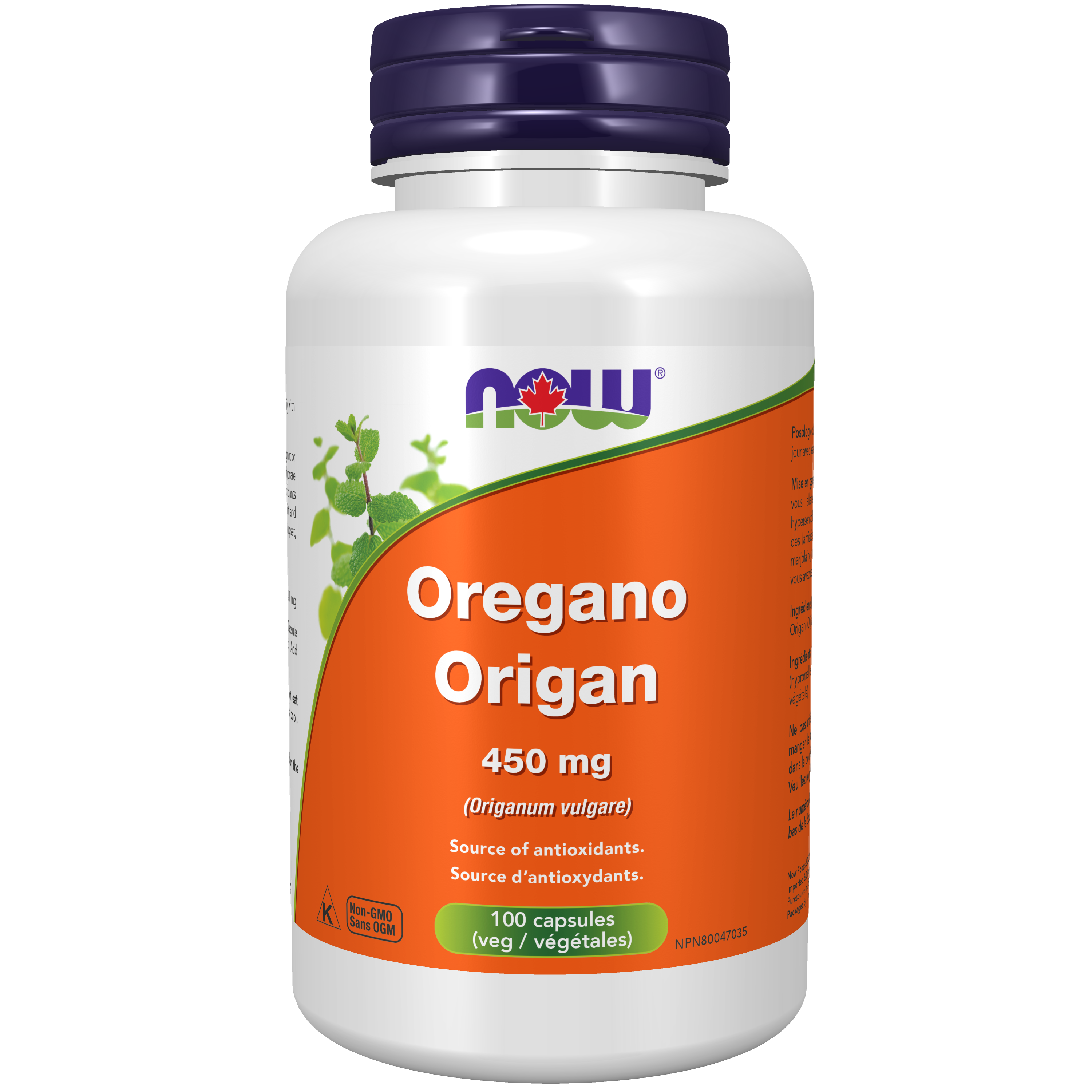 NOW Oregano 450mg 100 Vegetarian Capsules