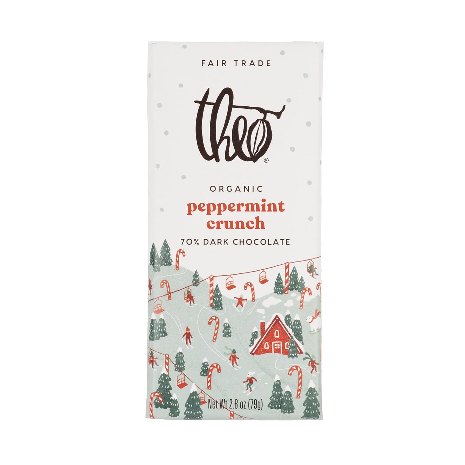 Theo Peppermint Crunch 70% Dark Chocolate 79g Bar