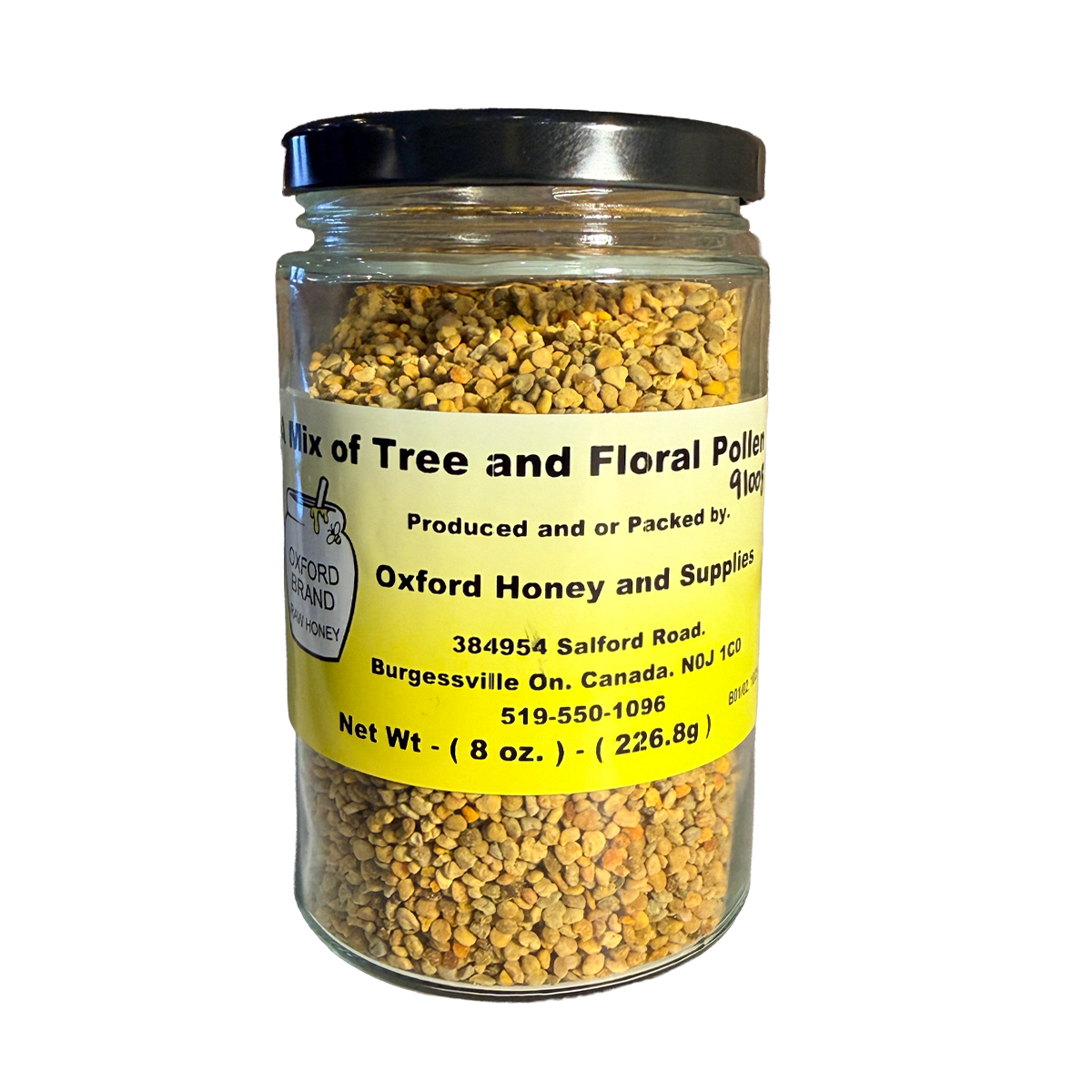 Oxford Honey Bee Pollen 8 oz. Glass Jar