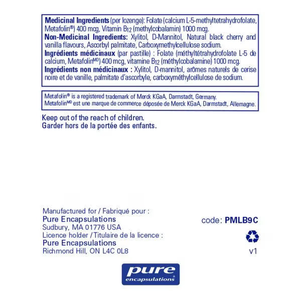 Pure Encapsulations PureMelt B12 Folate 90 Lozenges