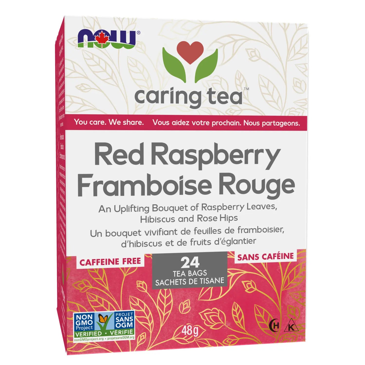 NOW Caring Tea Red Raspberry Tea 24 Tea Bags