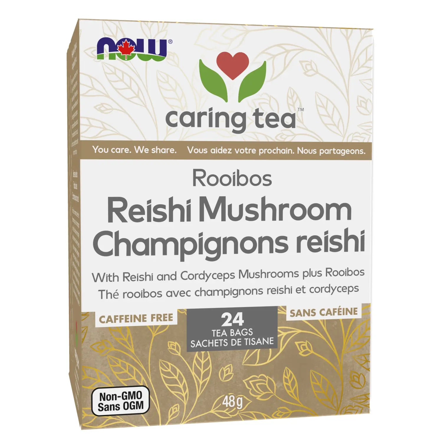 NOW Caring Tea Reishi Mushroom Rooibos Tea Tea 24 Tea Bags