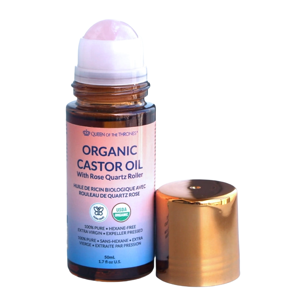 Queen of the Thrones Rose Quartz Organic Castor Oil Roller 50ml