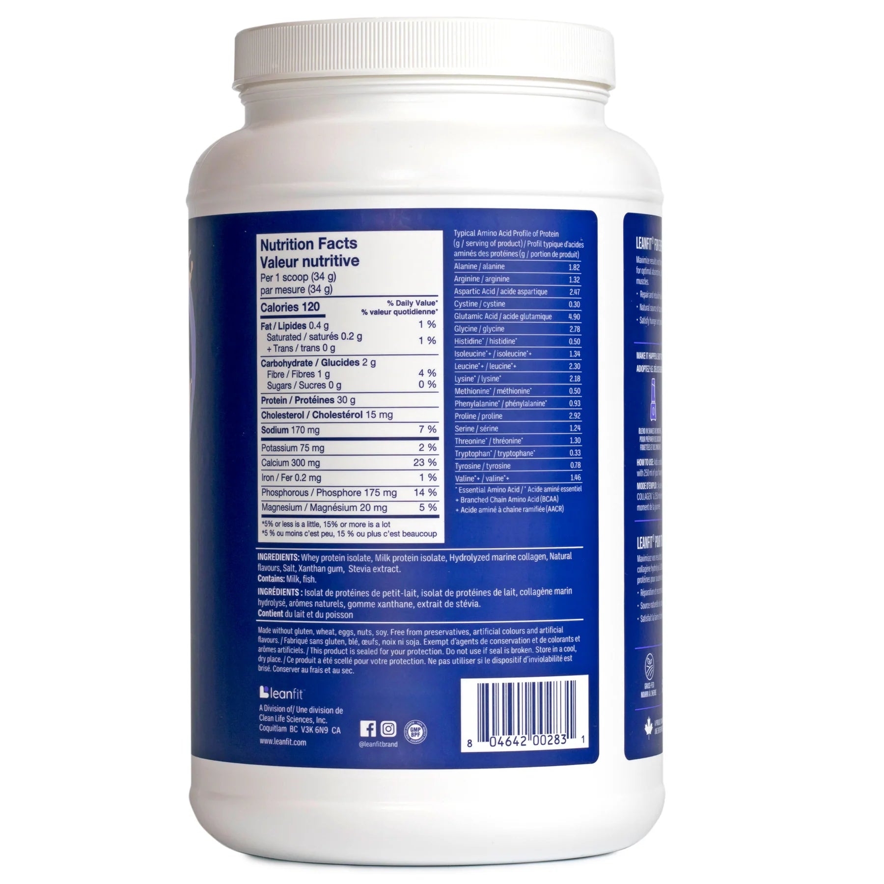 LeanFit Sport Grass-Fed Whey Isolate & Marine Collagen Salted Caramel 824g