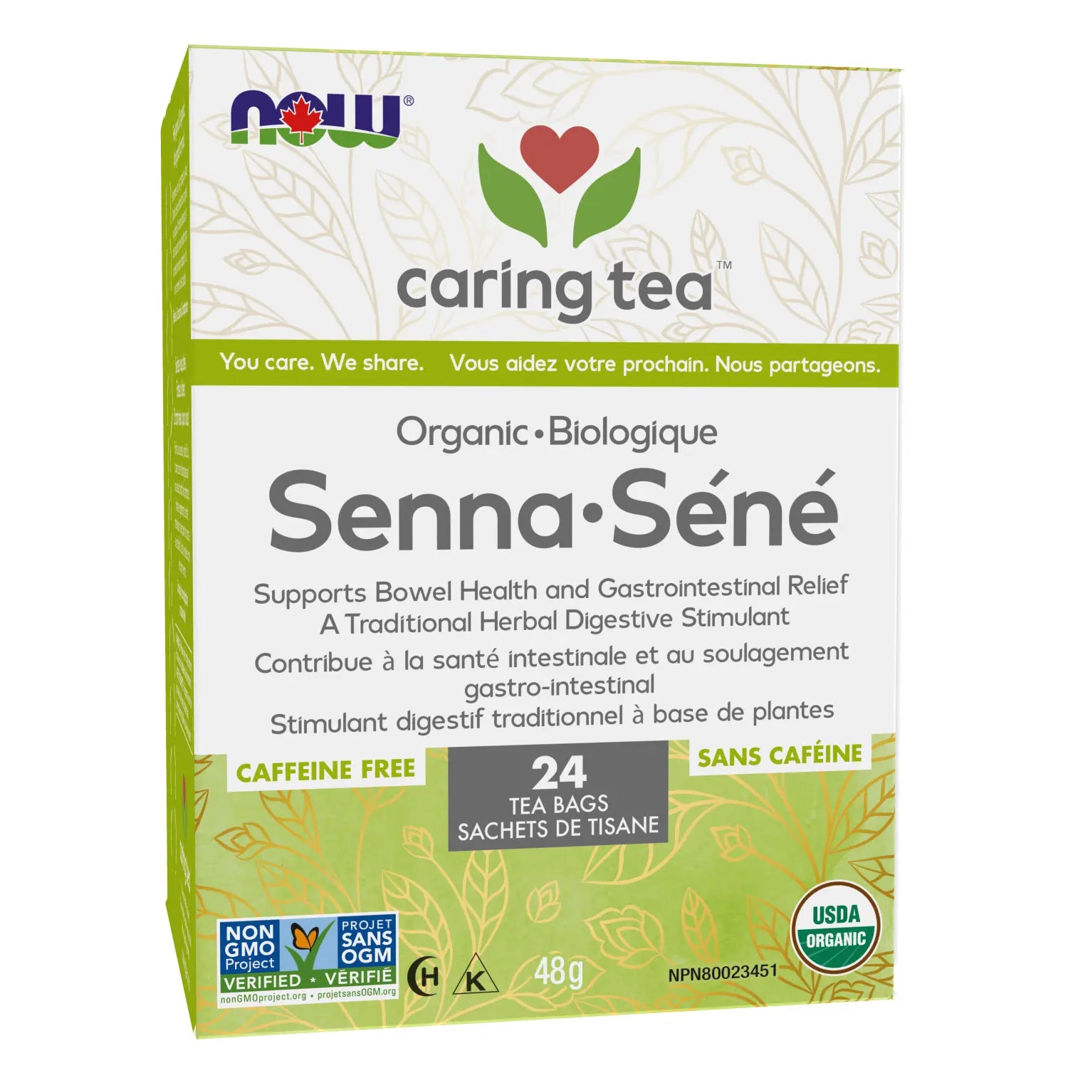 NOW Caring Tea Organic Senna Tea 24 Tea Bags