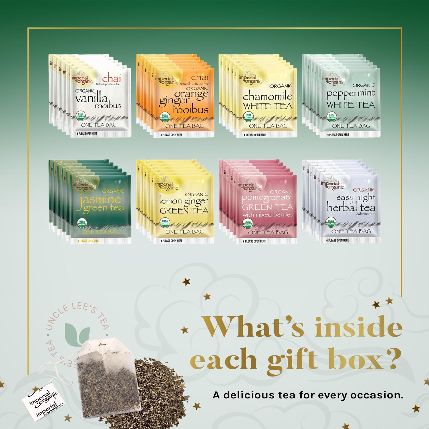 Uncle Lee's Organic Tea Holiday Gift Pack 48 Assorted Organic Tea Bags