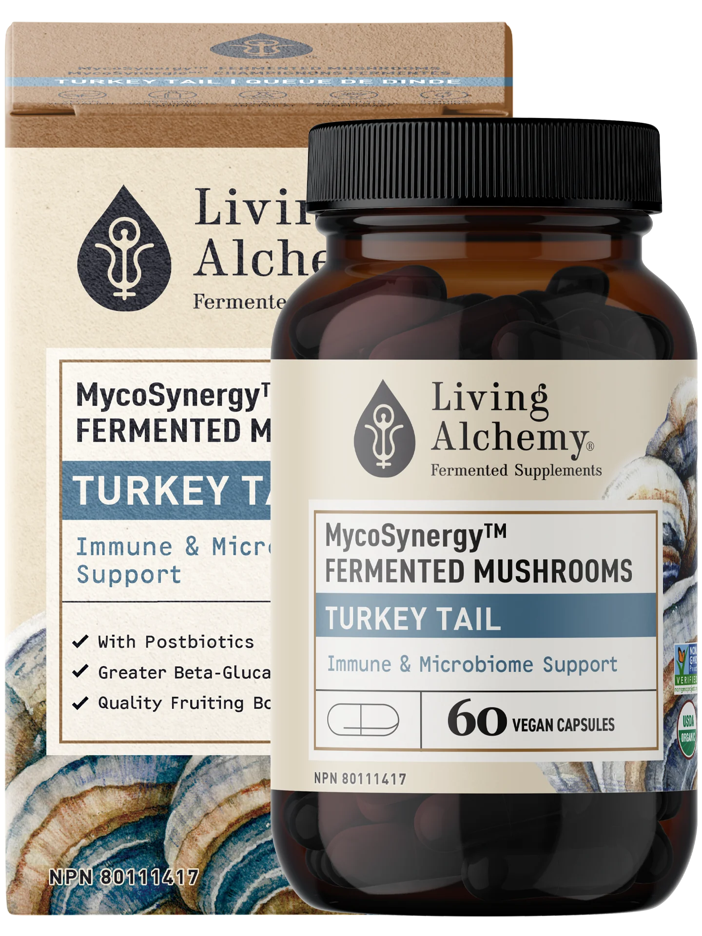 Living Alchemy Turkey Tail Fermented Mushrooms 60 Vegetarian Capsules