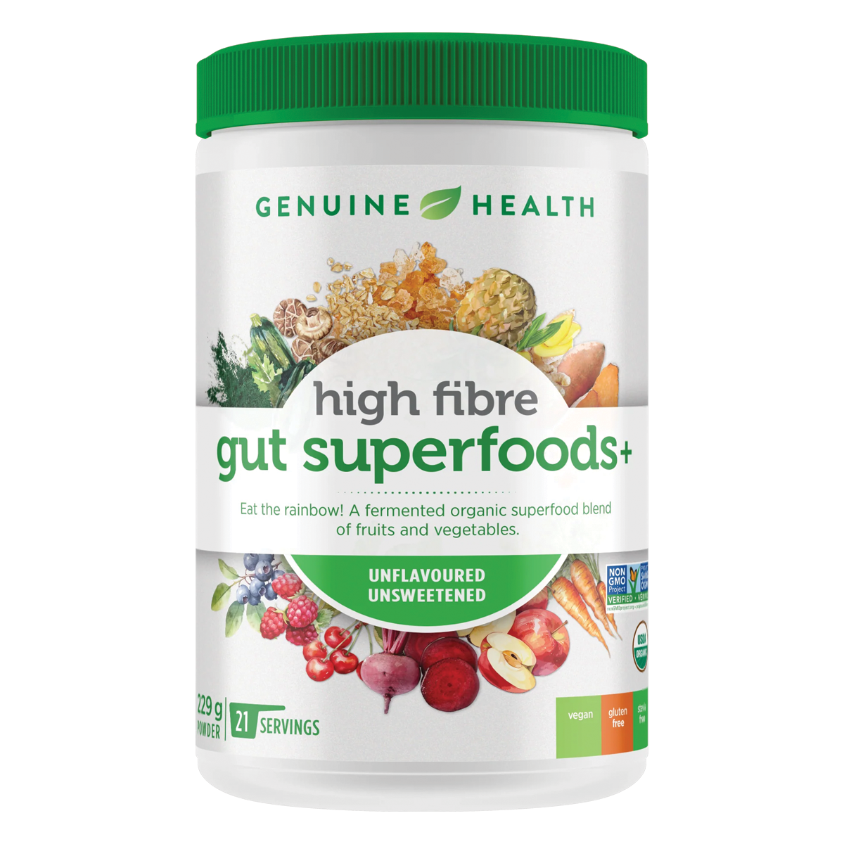 Genuine Health Fermented Organic Gut Superfoods+ Unflavoured & Unsweetened 229g
