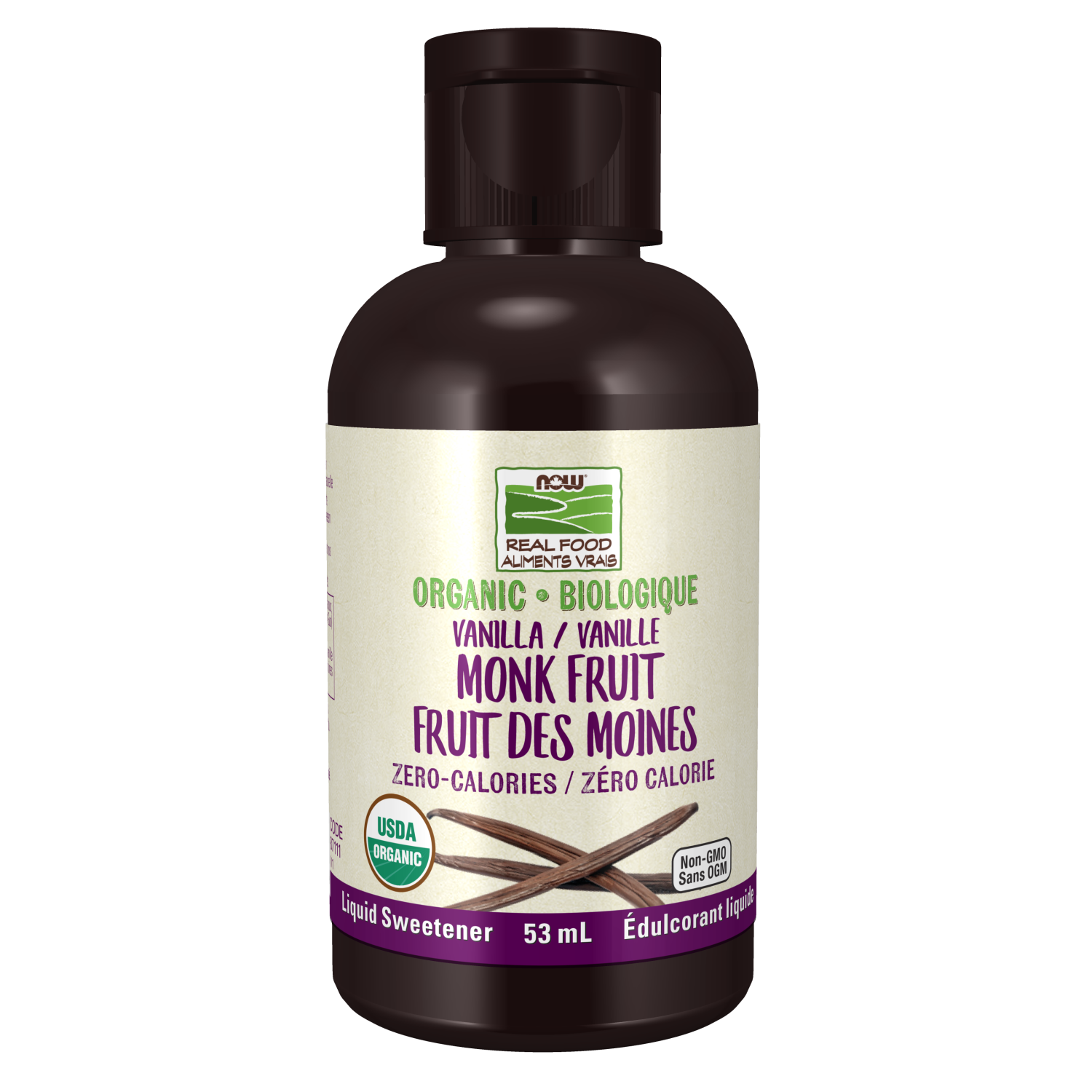 NOW Organic Liquid Monk Fruit Sweetener Vanilla Flavour 53ml
