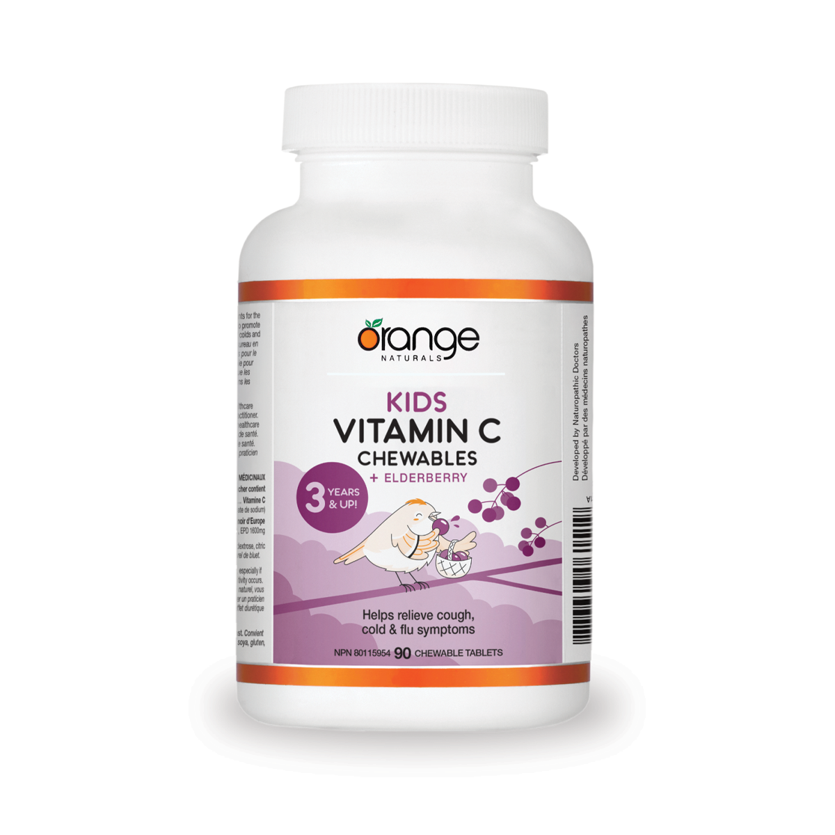 Orange Naturals Kids Vitamin C Chewables + Elderberry 90 Chewable Tablets