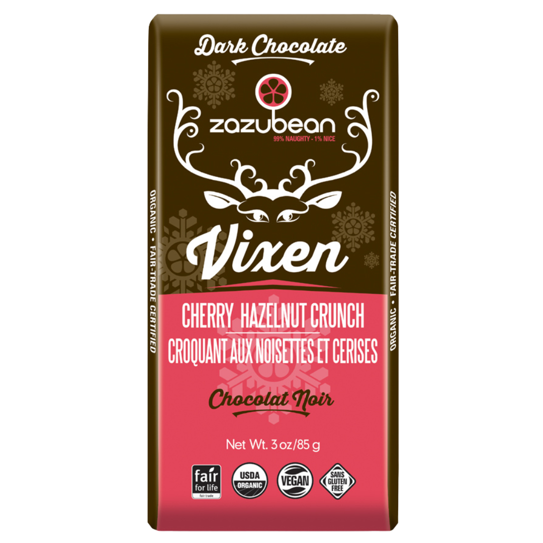Zazubean Vixen Cherry Hazelnut Crunch Chocolate 85g