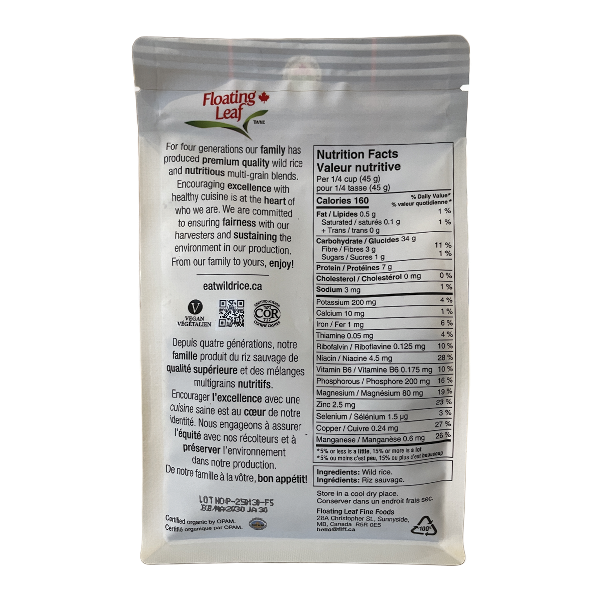 Floating Leaf Organic Canadian Wild Rice 300g