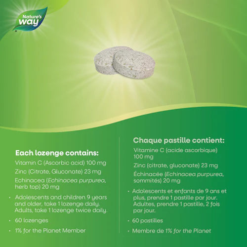 Nature's Way Zinc with Echinacea Lozenges 60 Lozenges