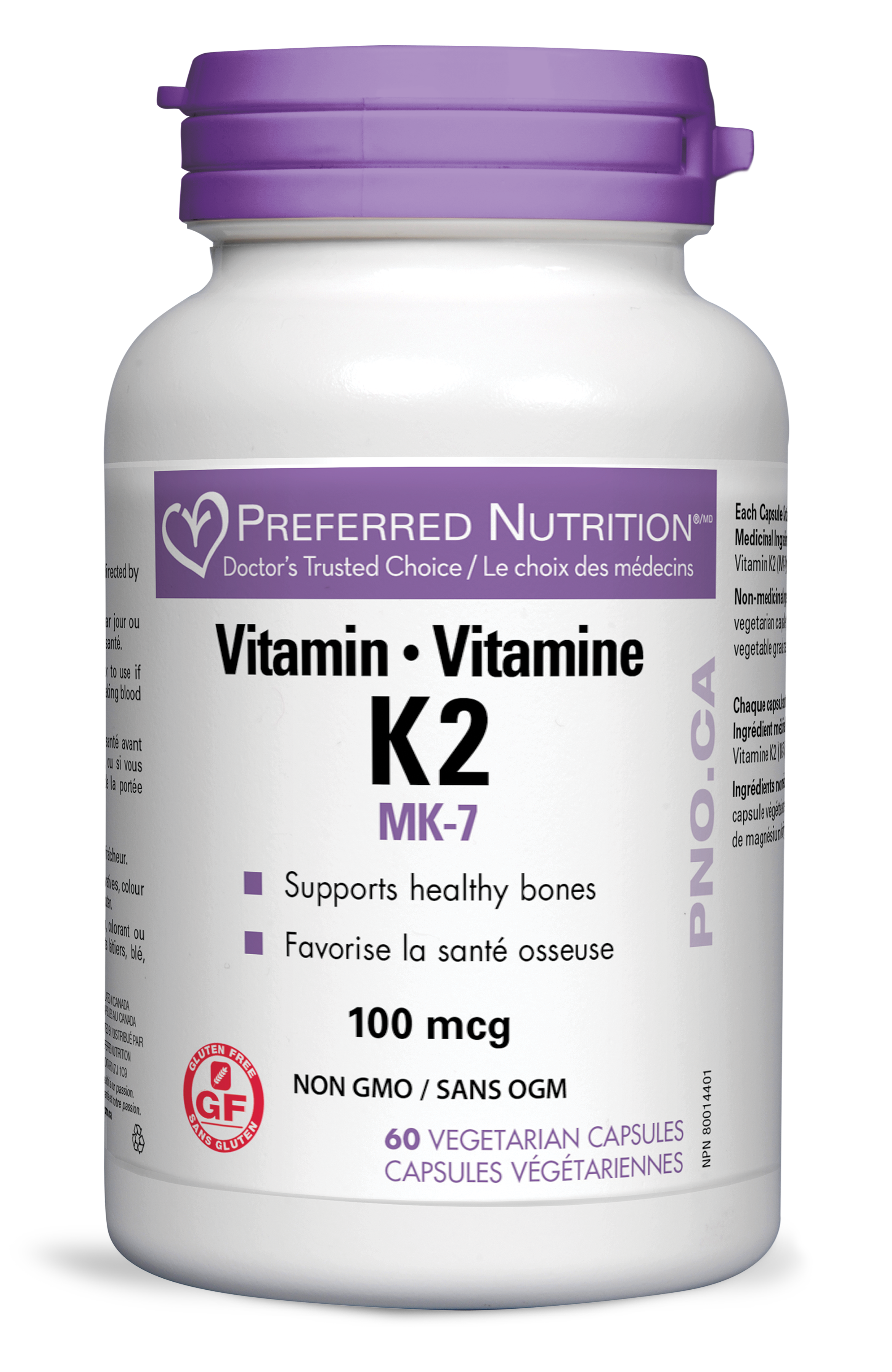 Preferred Nutrition Vitamin K2 100mcg 60 Vegetarian Capsules