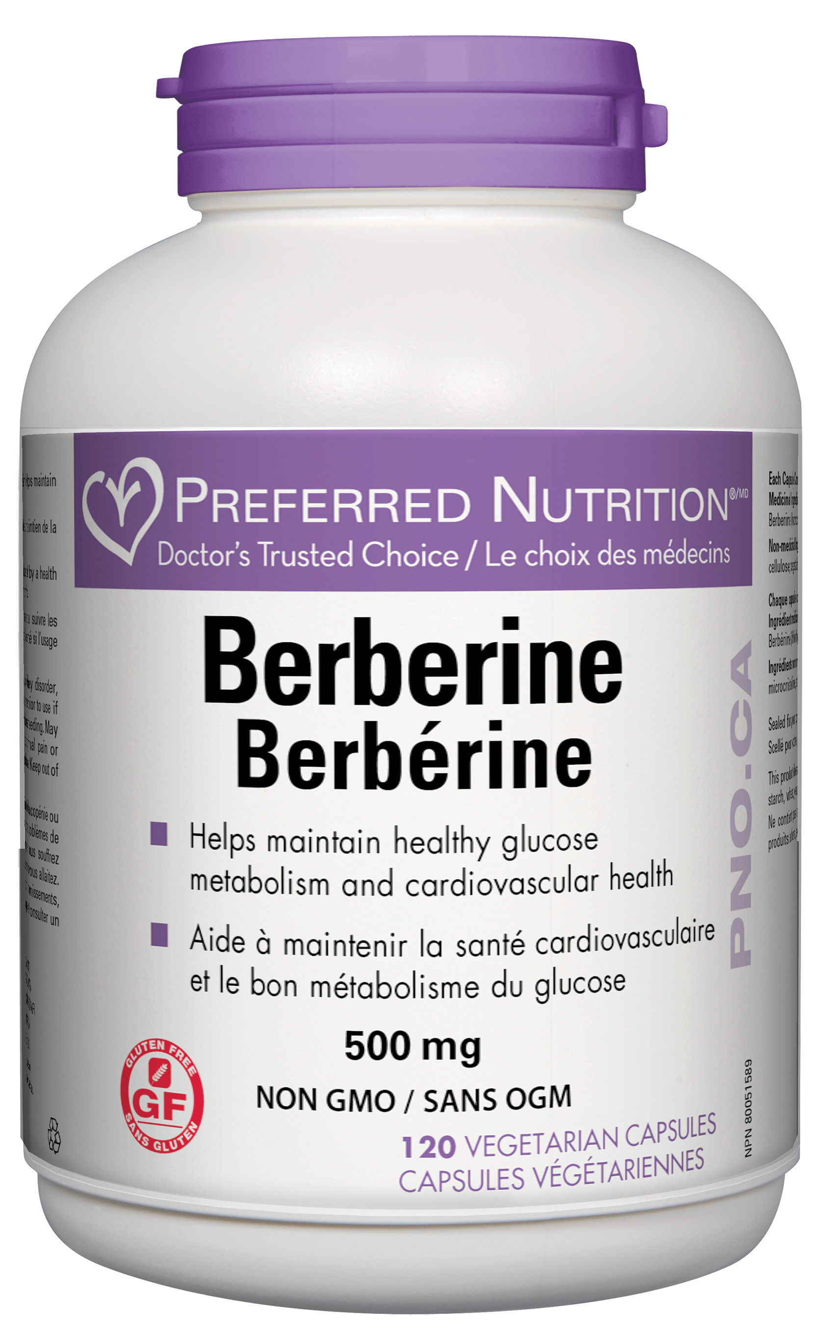 Preferred Nutrition Berberine 500mg 120 Vegetarian Capsules