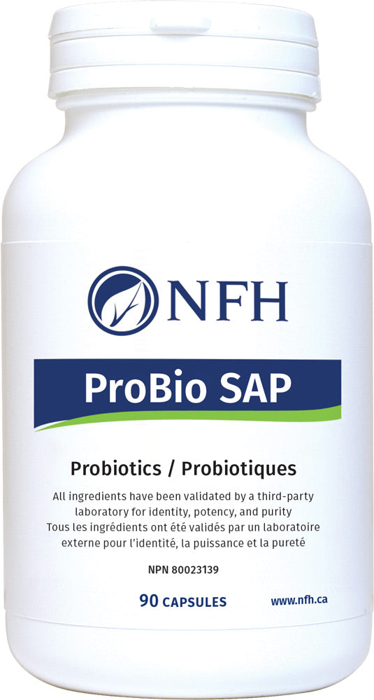 SCIENCE-BASED PROBIOTICS; HIGH DOSE, MULTISTRAIN IN AN ENTERIC-COATED CAPSULE  NFH Probio SAP 90 Vegetarian Capsules  Description  Probiotics are dietary microbial mixtures that beneficially affect the host by improving intestinal microbial balance. Although large numbers of microbes normally inhabit the human intestine, certain strains of bacteria are believed to alleviate the symptoms of lactose intolerance,