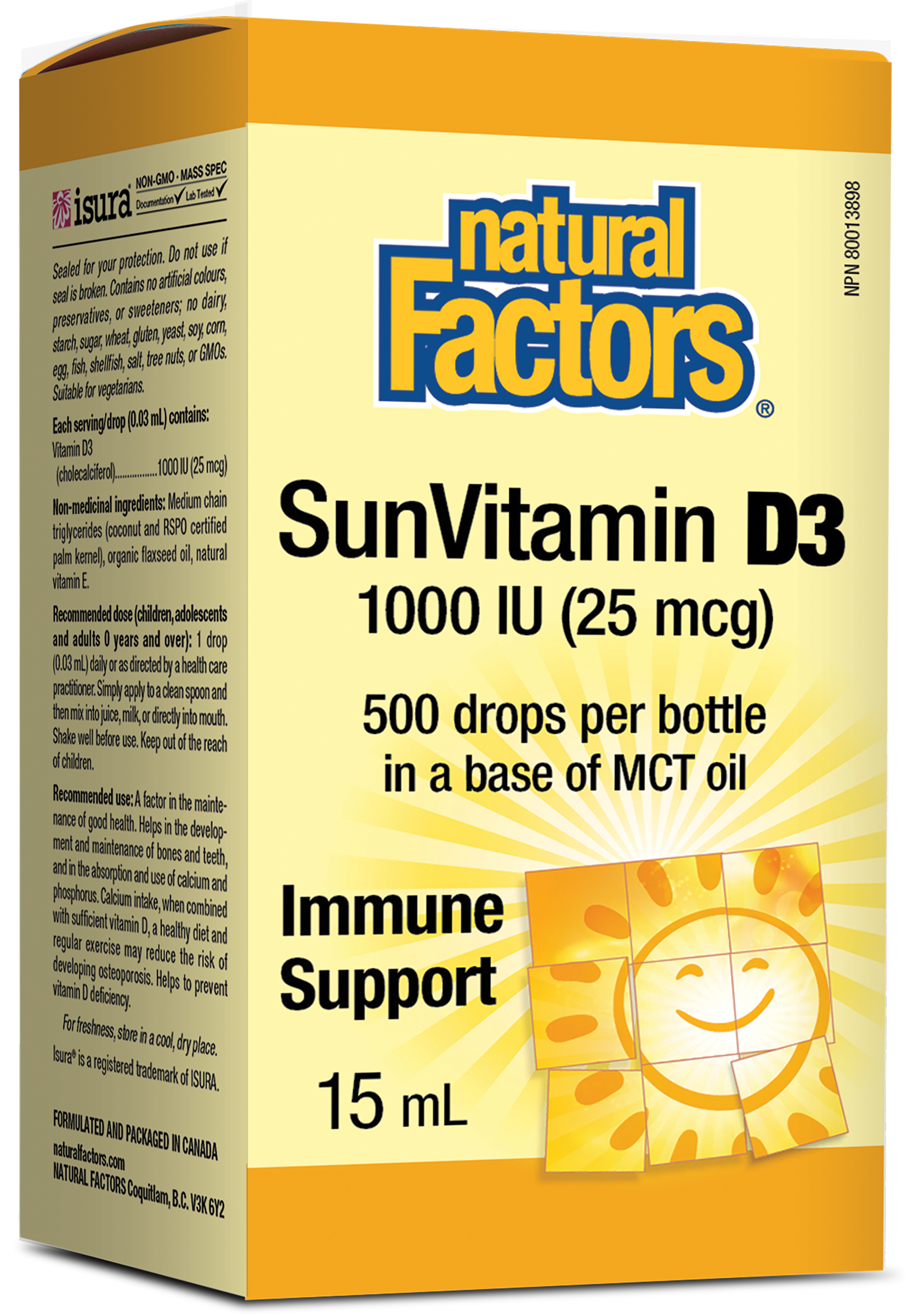 Natural Factors SunVitamin D3 Drops 1000 IU 15ml