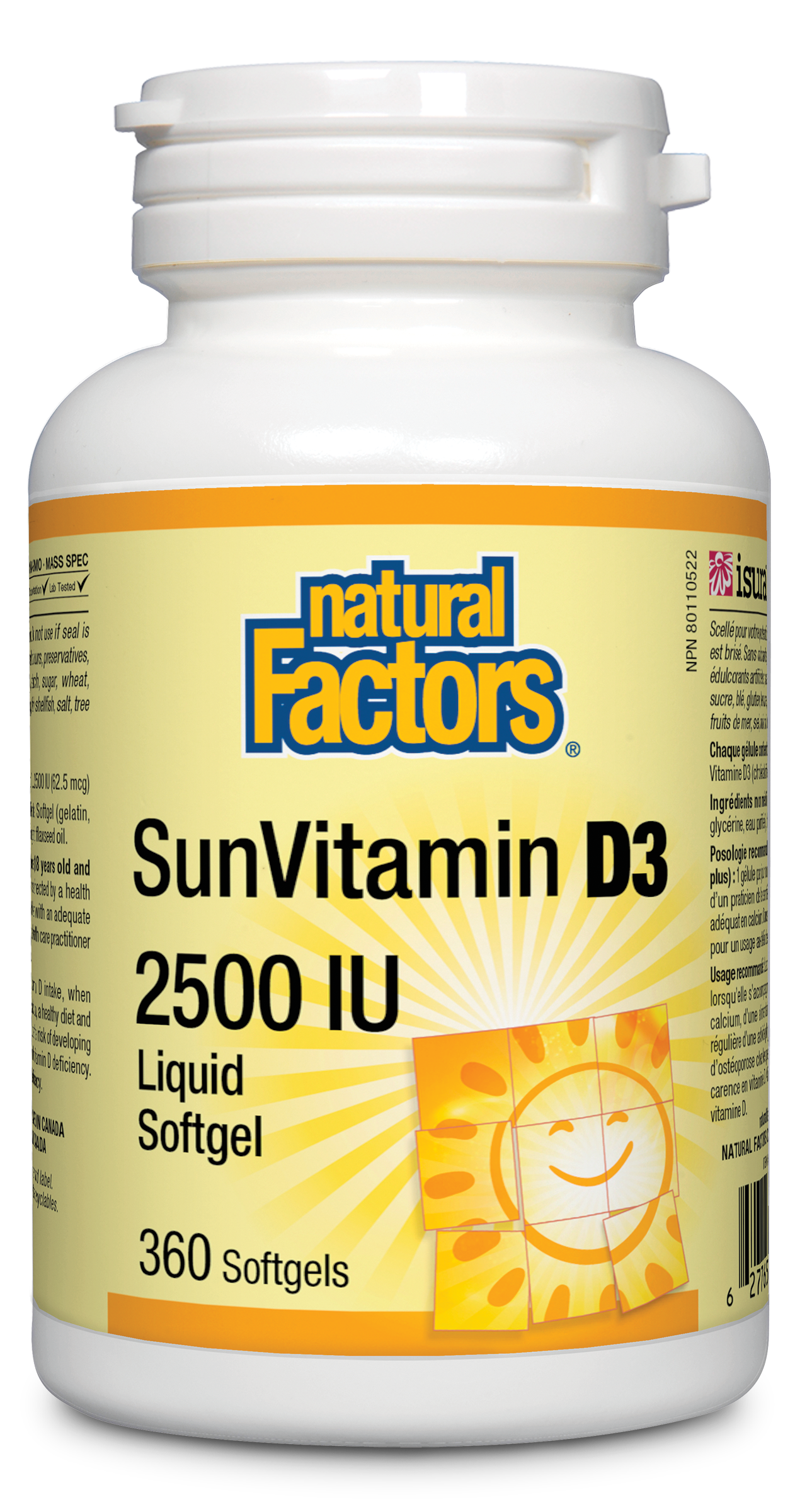 Natural Factors SunVitamin D3 2500IU 360 Softgels