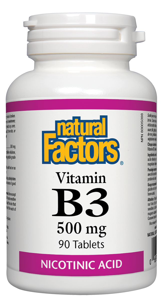 Natural Factors Vitamin B3 500mg 90 Tablets Nicotinic Acid