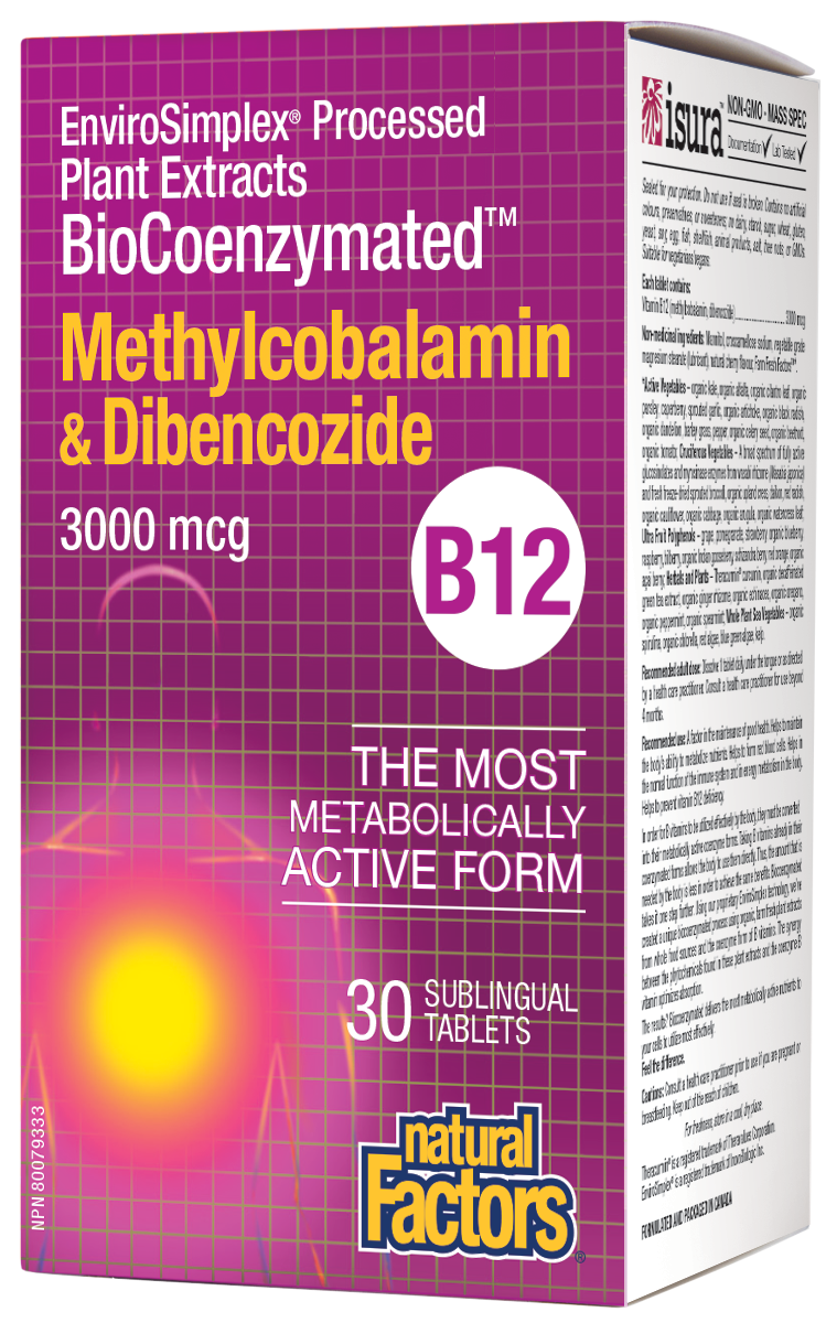 Natural Factors BioCoenzymated Methylcobalamin & Dibencozide 3000mcg 30 Sublingual Tablets