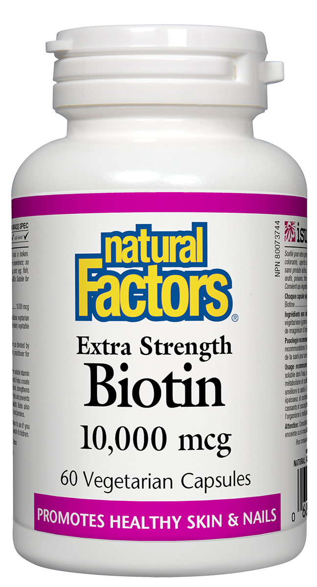 Natural Factors Biotin Extra Strength 10,000 mcg 60 Vegetarian Capsules