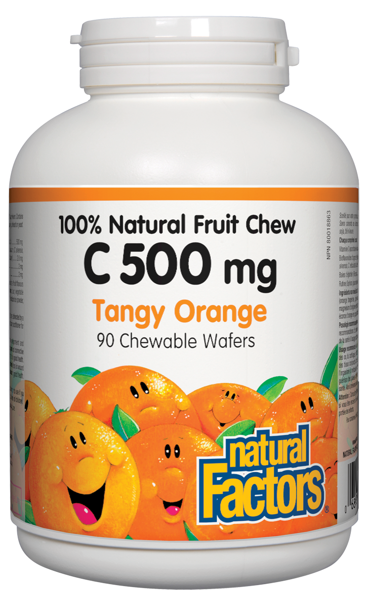 Natural Factors Vitamin C 500mg Tangy Orange 90 Chewable Tablets