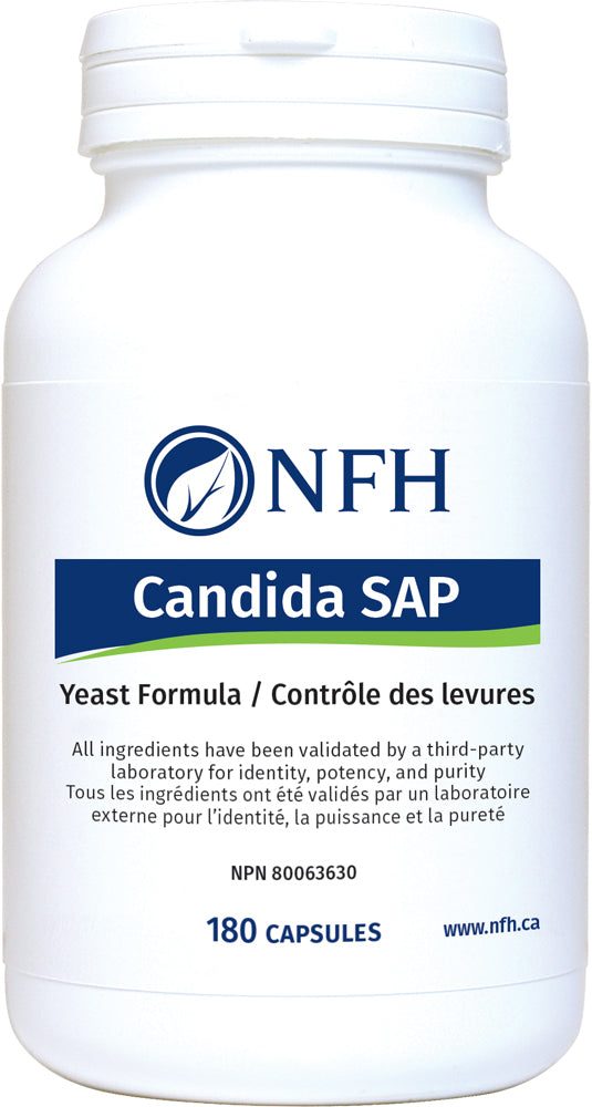 ANTIFUNGAL AND IMMUNE-BOOSTING THERAPY FOR CANDIDA OVERGROWTH  NFH Candida SAP 180 Vegetarian Capsules  Description  Candida is a type of yeast normally found on the skin and in the mouth, vagina, and intestinal tract. It is ubiquitous in our environment and causes health problems in cases where the immune system is weak, leading to Candida overgrowth or candidiasis.
