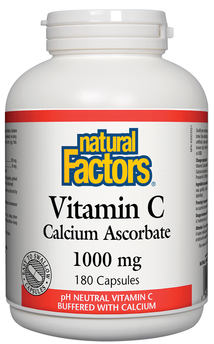 Natural Factors Vitamin C 1000mg Calcium Ascorbate 180 Capsules