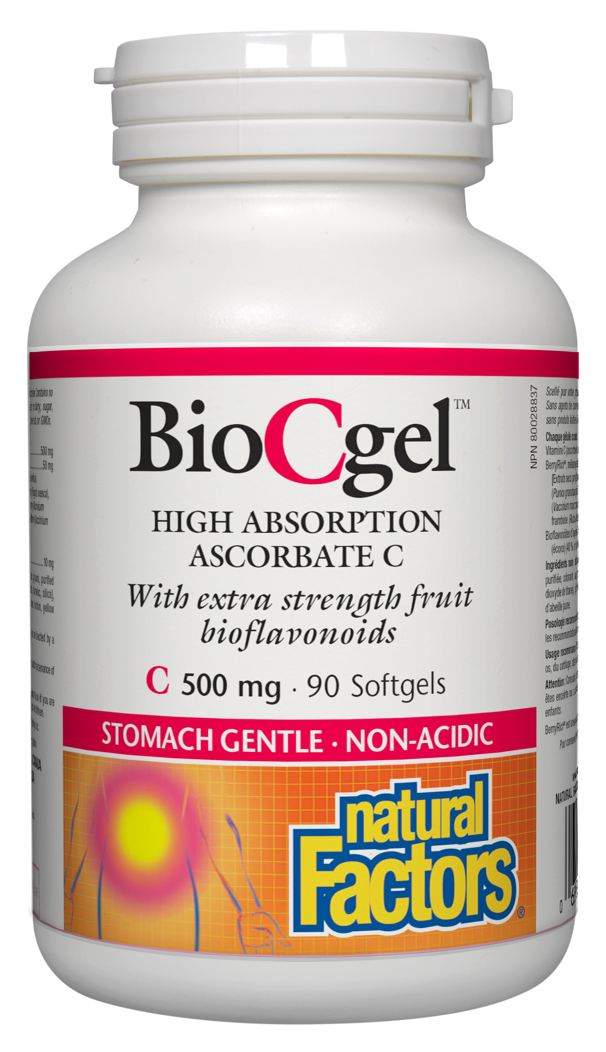 Natural Factors BioCgel 500mg 90 Softgels High Absorption Ascorbate C