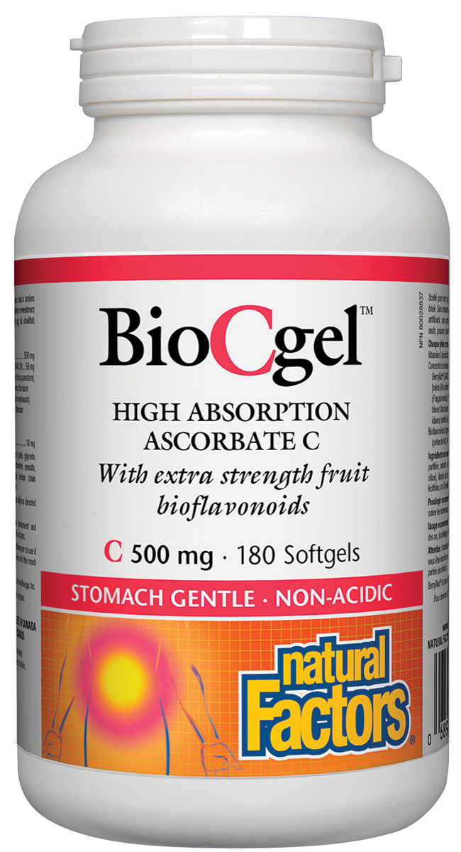 Natural Factors BioCgel 500mg 180 Softgels High Absorption Ascorbate C