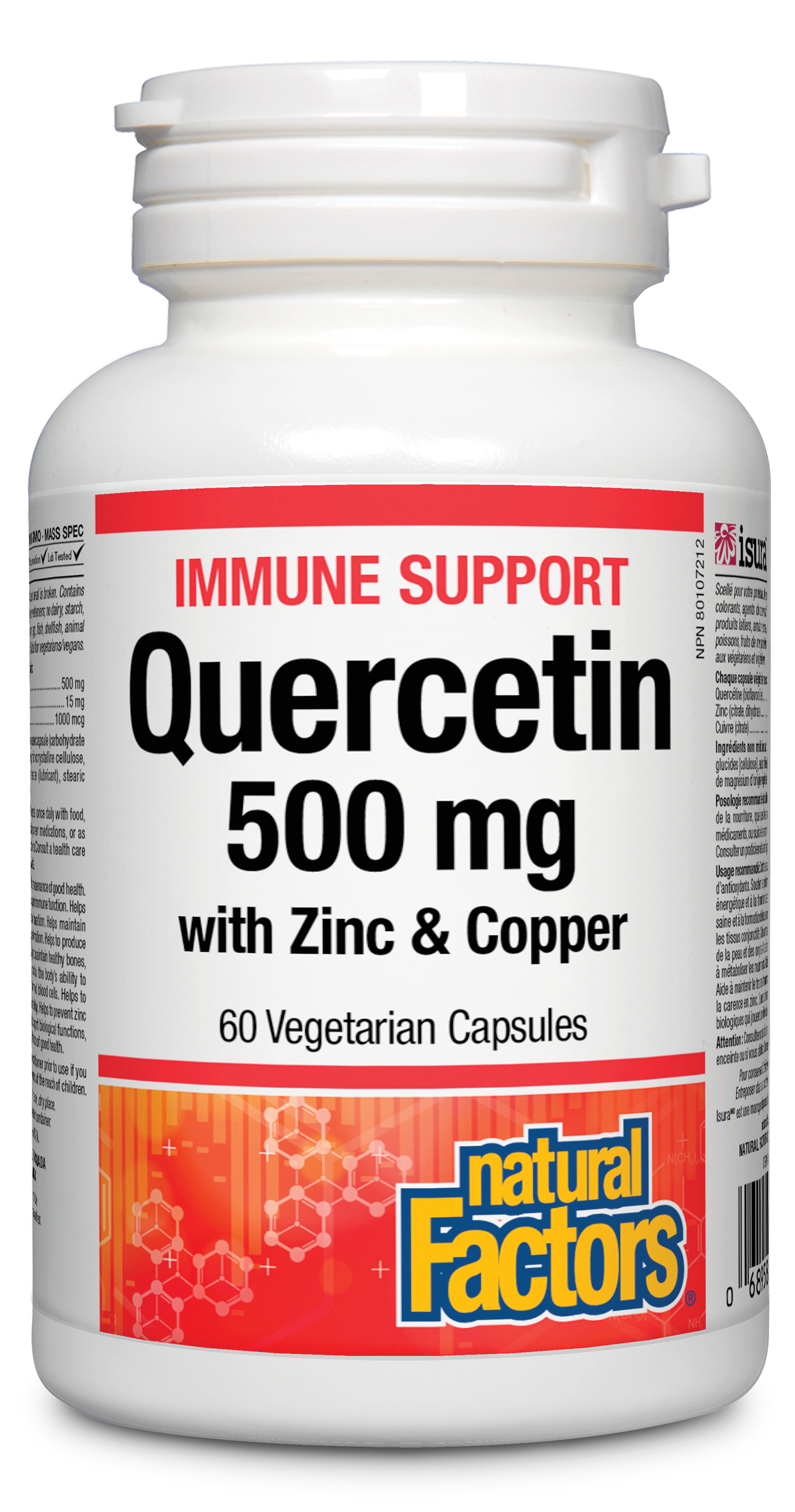 Natural Factors Quercetin 500mg with Zinc & Copper 60 Vegetarian Capsules
