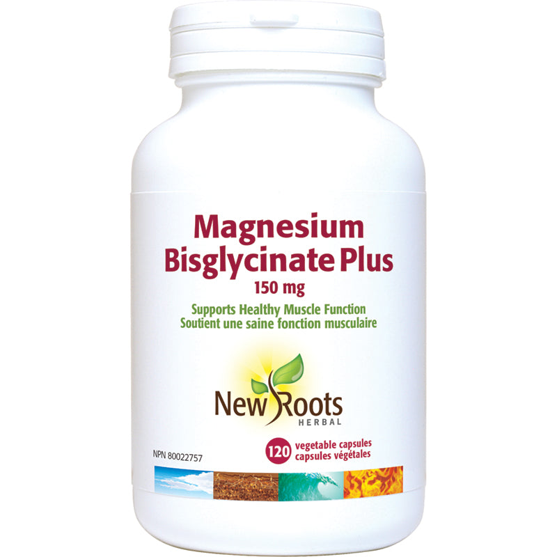 New Roots Magnesium Bisglycinate Plus 150mg 120 Vegetarian Capsules